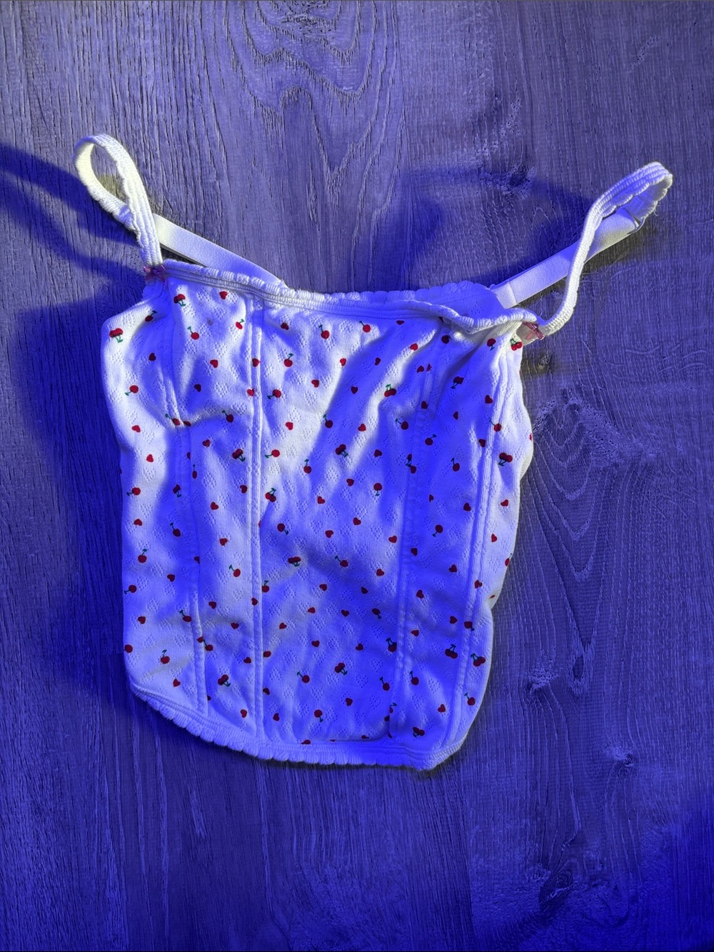 Victoria’s Secret pink cami bra 
top style southern George with cherry print